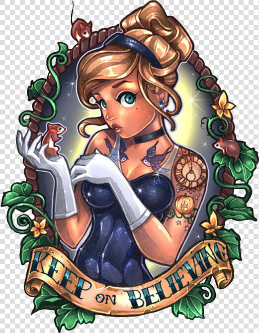  cenicienta  princesasdisneytatoo  princess   Disney Princess Pin Up Girl Tattoo  HD Png DownloadTransparent PNG