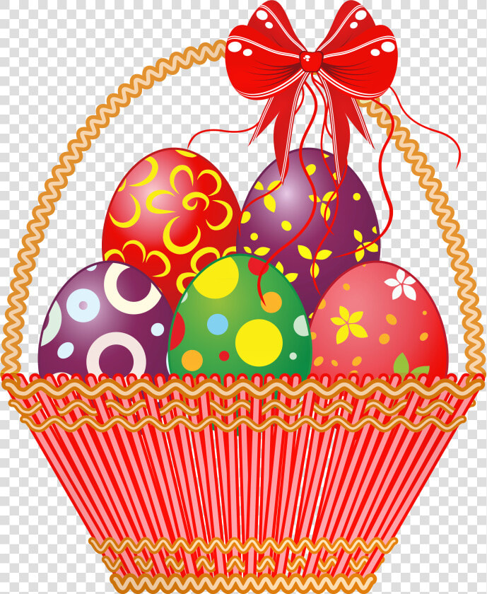 Picture Easter Eggs Basket With Bunny Red Clipart   Easter Basket Clip Arts  HD Png DownloadTransparent PNG