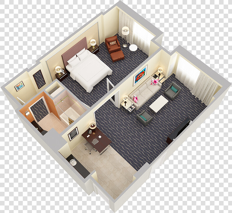 One Bedroom 3d Floor Plans  HD Png DownloadTransparent PNG