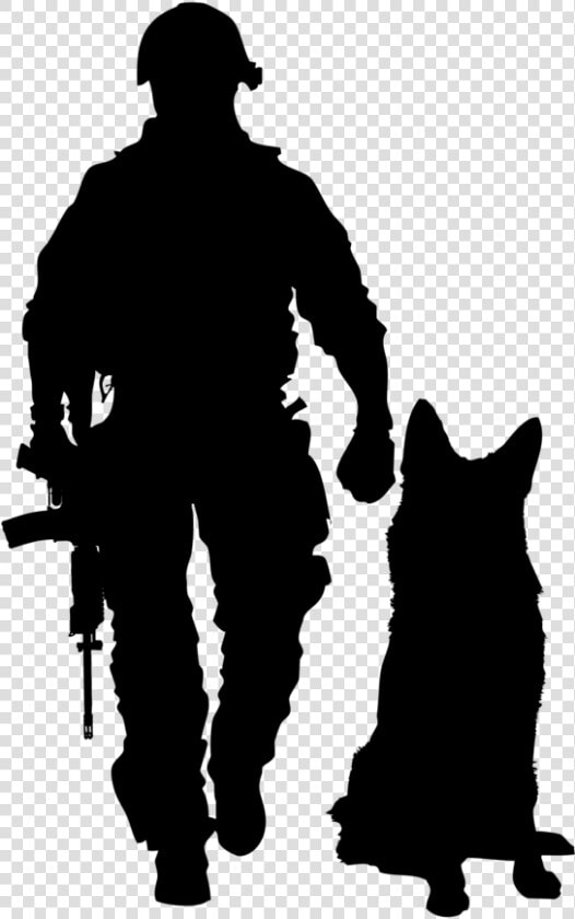 Transparent Soldier Silhouette Png   Soldier And Dog Silhouette  Png DownloadTransparent PNG