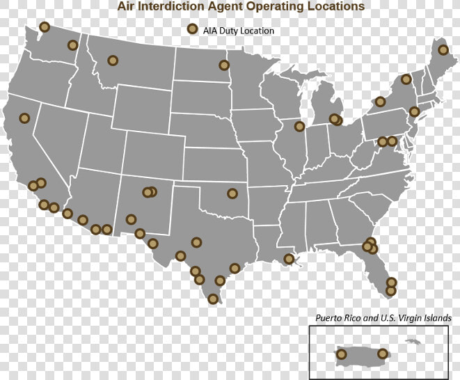 Air Interdiction Agent Duty Location Map   Us Map Transparent Background  HD Png DownloadTransparent PNG