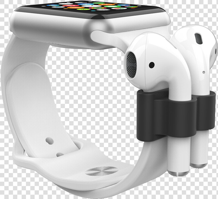 Mworks Mcase Apple Watch Airpods Holder Black   Silicone Holder Airpods  HD Png DownloadTransparent PNG