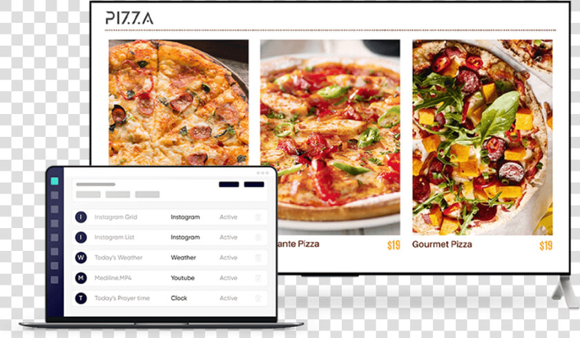 Voolsy Screen Digital Signage In Pizza Store   Flamiche  HD Png DownloadTransparent PNG