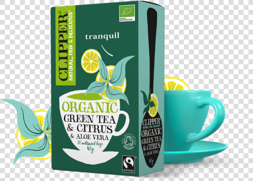 Organic Fairtrade Green Tea  amp  Citrus  amp  Aloe Vera   Clipper Green Tea Ginseng Raspberry  HD Png DownloadTransparent PNG