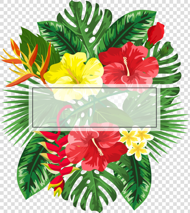  ftestickers  background  frame  flowers  tropical   Flower Tropical Frame Png  Transparent PngTransparent PNG