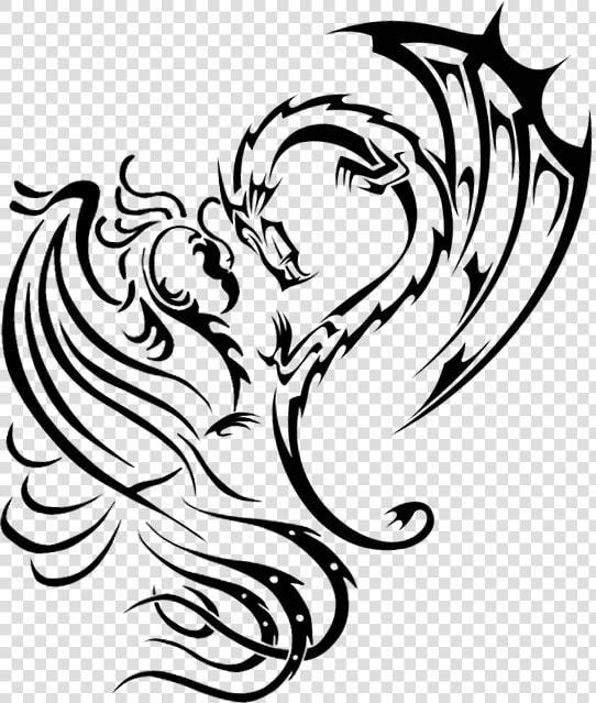 Dragon Tattoos Designs   Dragon Phoenix Tribal Tattoo  HD Png DownloadTransparent PNG