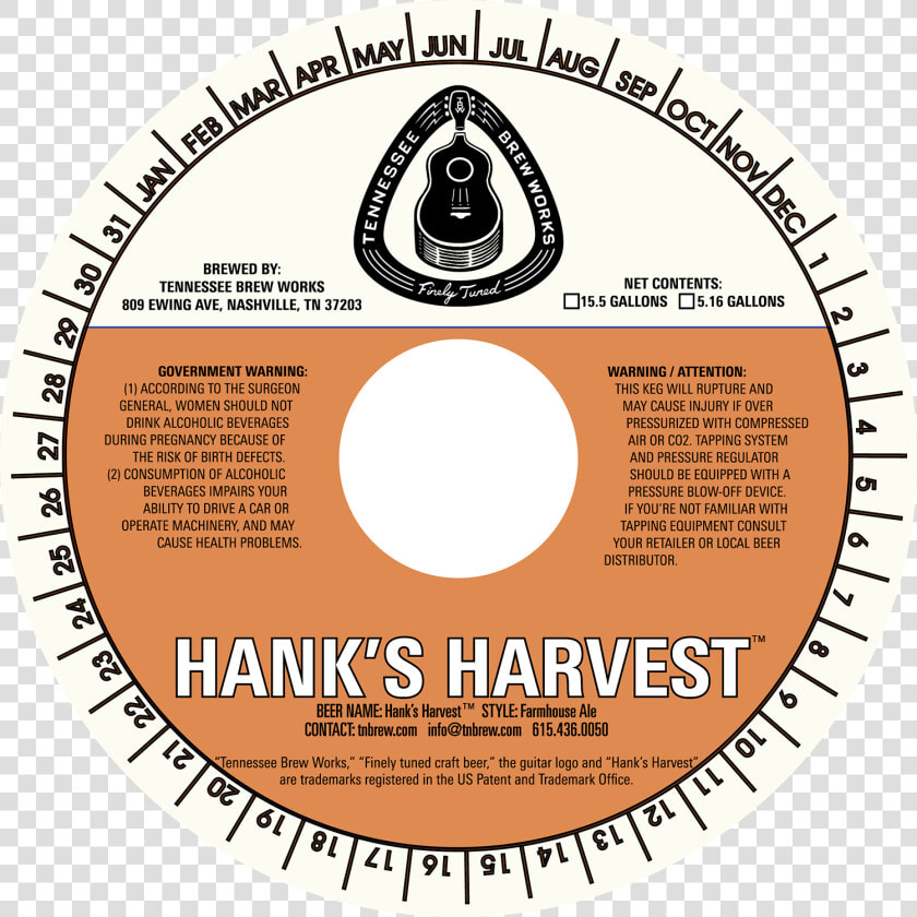 Tbw hanks Harvest Keg Collar 2016 Craftbeerdotcom1   Tennessee Brew Works  HD Png DownloadTransparent PNG