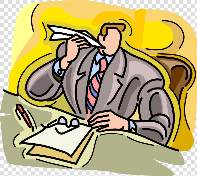 Vector Illustration Of Bored Businessman Makes Paper  HD Png DownloadTransparent PNG