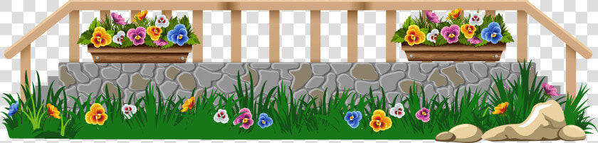 Fence With Grass And Flowers Png Clipar Image   Flower Fence Clipart Png  Transparent PngTransparent PNG