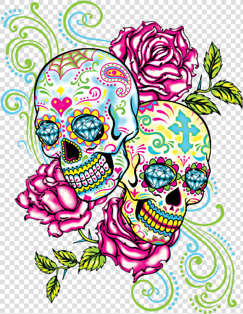 Two Sugar Skulls Tattoo  HD Png DownloadTransparent PNG