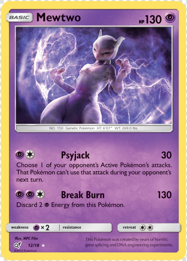 Mewtwo   12 18   Holo Rare   Mewtwo Detective Pikachu Card  HD Png DownloadTransparent PNG