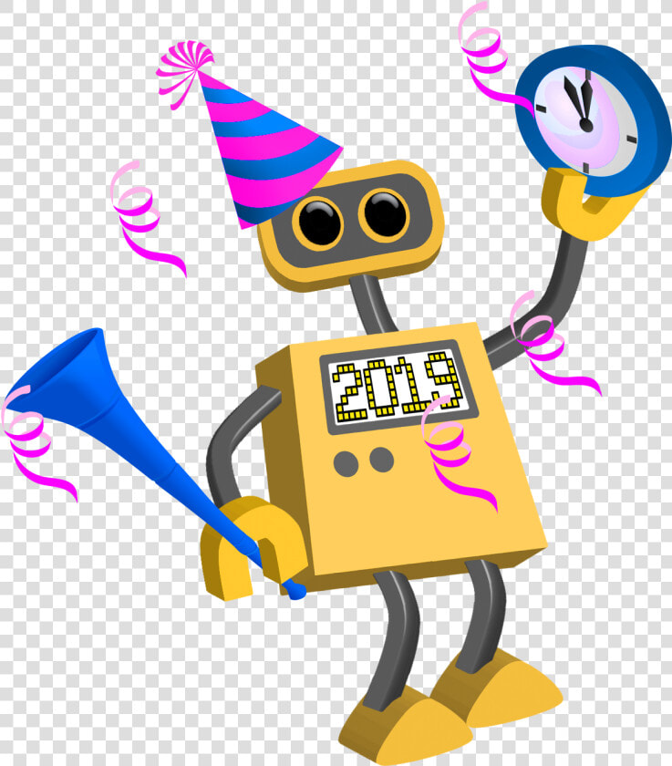 2019 Happy New Year Robots  Celebare  Greetings   Happy New Year Cartoon 2019  HD Png DownloadTransparent PNG