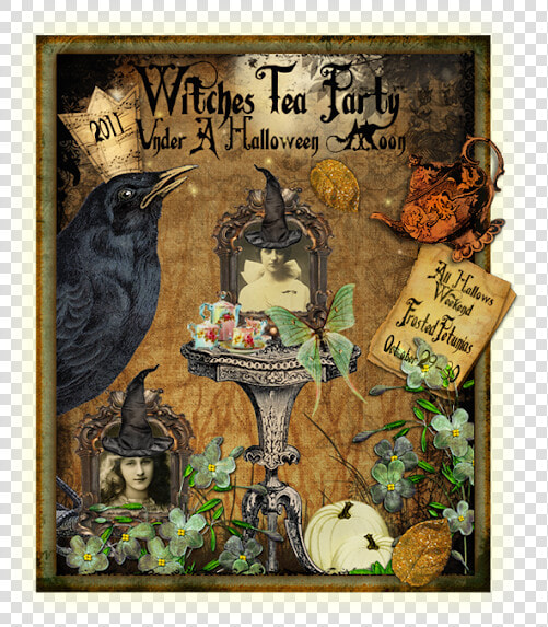 Witches Tea Party Under A Halloween Moon   Halloween Witches Tea Party  HD Png DownloadTransparent PNG