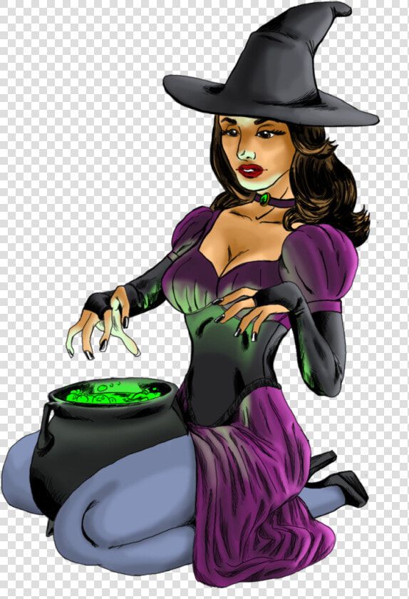 No Broom  But Love The Cauldron   Sexy Witch With Cauldron  HD Png DownloadTransparent PNG