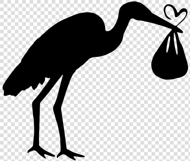 Transparent Stork Clipart Black And White   Stork Baby Silhouette Png  Png DownloadTransparent PNG