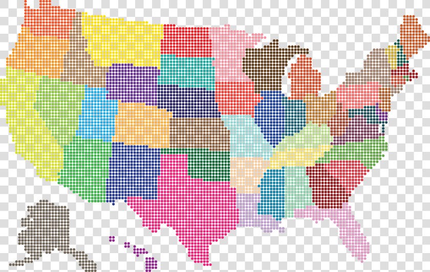 Free Clipart Of A Colorful American Map   United States Map Dots  HD Png DownloadTransparent PNG