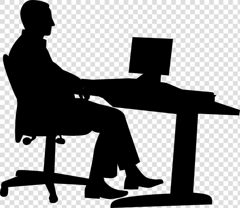 Office  Man  Desk  Computer  Business  Chair  Desktop   Office Silhouette  HD Png DownloadTransparent PNG