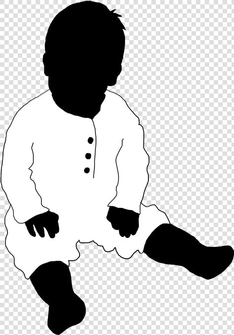 Baby Sitting Silhouette Black White Child   Illustration  HD Png DownloadTransparent PNG