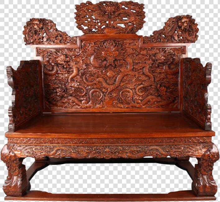 Chinese Huanghuali Dragon Throne Chair   Wood Carving  HD Png DownloadTransparent PNG