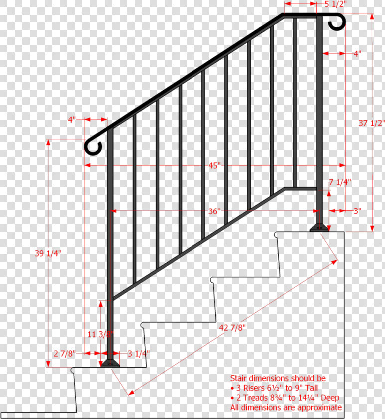 Dimensions Of Handrail For Stairs  HD Png DownloadTransparent PNG