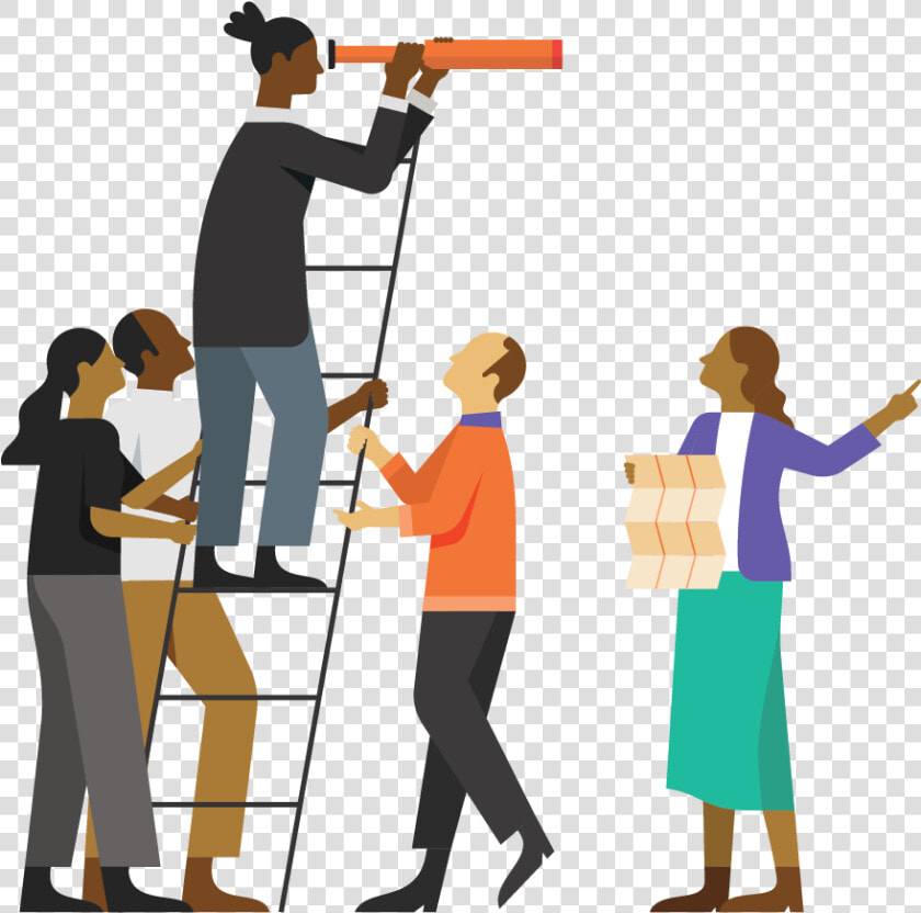 Person Standing In The Middle Of A Tall Ladder Holding   People Holding Other People Up  HD Png DownloadTransparent PNG