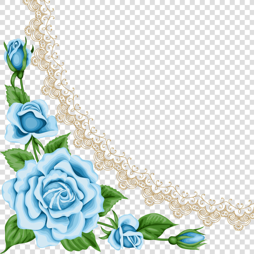 Light Blue Rose Border   Transparent Blue Flower Border  HD Png DownloadTransparent PNG