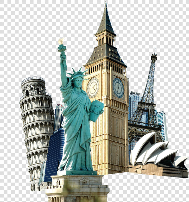 Of Travel Eiffel Liberty Buckle Statue World Clipart   Eiffel Tower Big Ben  HD Png DownloadTransparent PNG