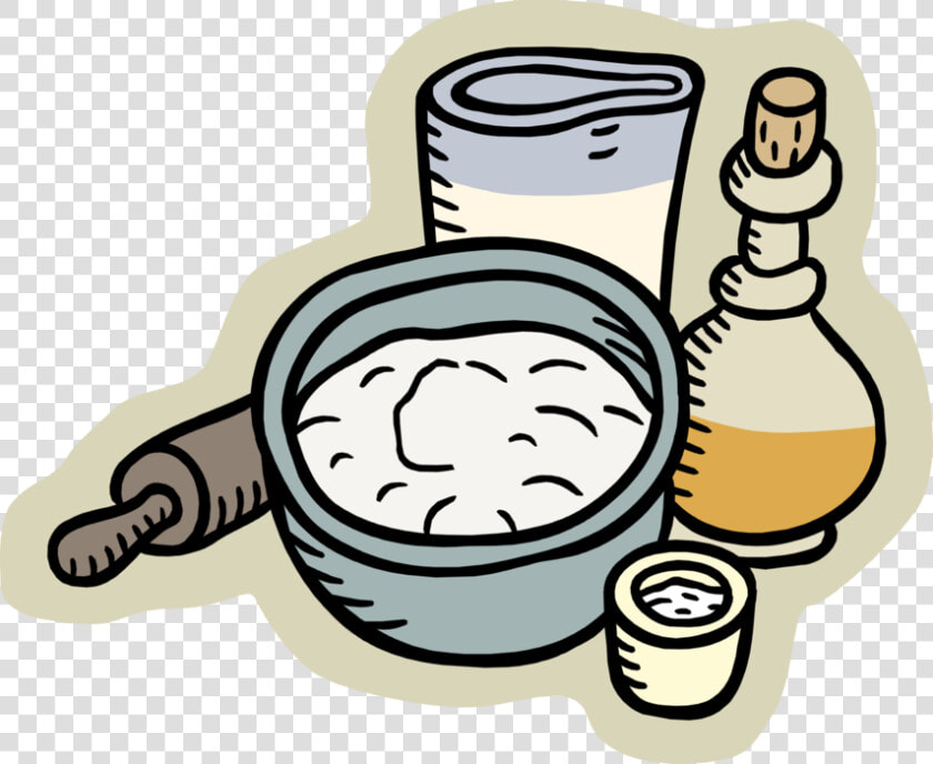 Vector Illustration Of Baking Flour Dough Batter With   Cooking Ingredients Cartoon Png  Transparent PngTransparent PNG