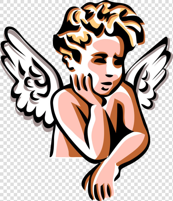 Vector Illustration Of Angelic Spiritual Cherub Angel   Angel Baby Stencil  HD Png DownloadTransparent PNG