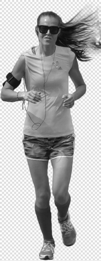 Girl Jogging Bw   Girl  HD Png DownloadTransparent PNG