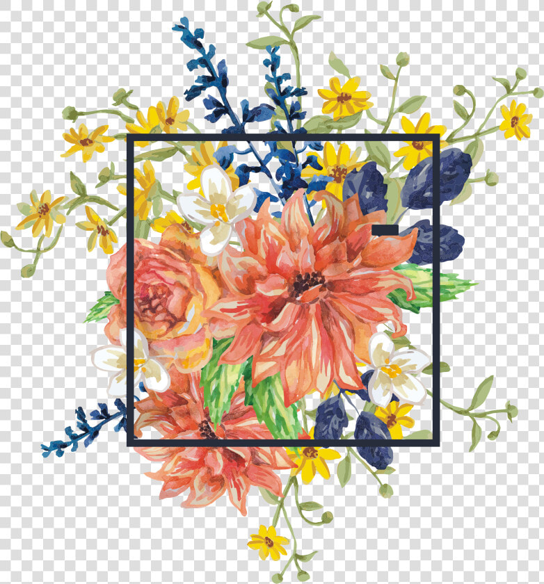 Flower Bouquet Photography Watercolor Borders Painting   Flower Square Border Png  Transparent PngTransparent PNG