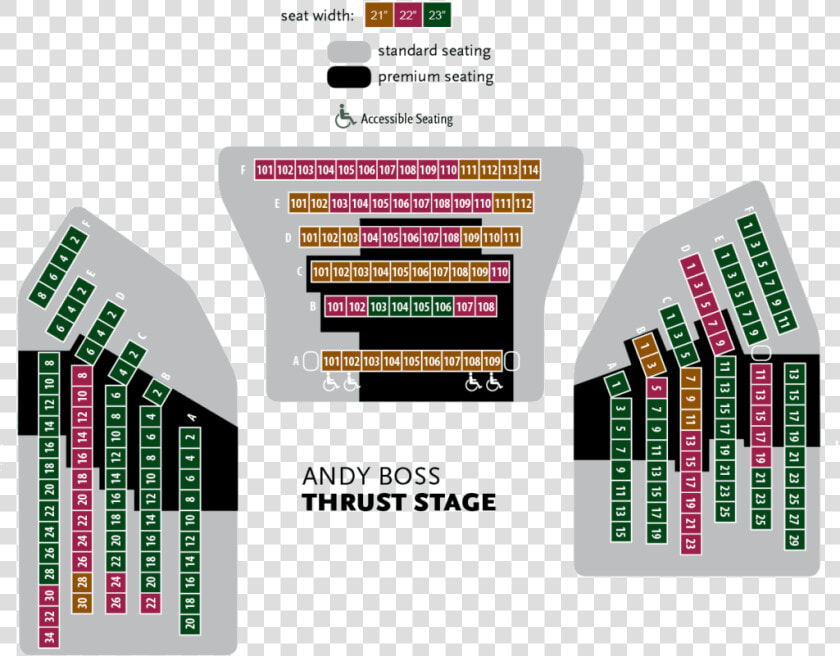 Andy Boss Thrust Stage Seating Chart With Seat Widths   Graphic Design  HD Png DownloadTransparent PNG