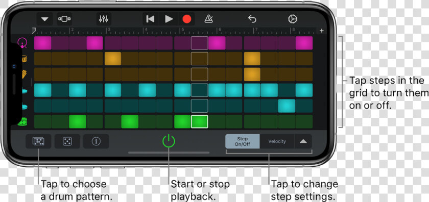 Beat Sequencer Touch Instrument   Beat Sequencer Garageband Iphone  HD Png DownloadTransparent PNG