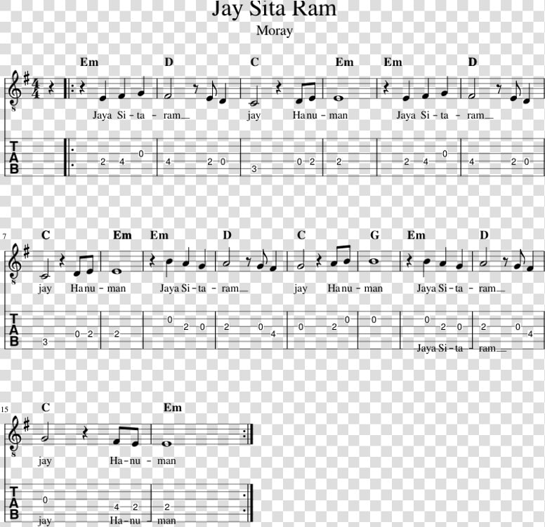 Jay Sita Ram   Sheet Music  HD Png DownloadTransparent PNG