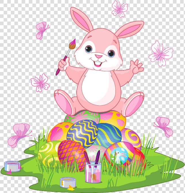 Easter Bunny Vector Png   Easter Bunny Painting Eggs  Transparent PngTransparent PNG