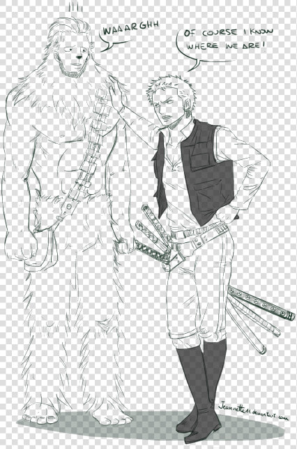 Star Wars Han Solo One Piece Chopper Zoro Bounty Hunters   Sketch  HD Png DownloadTransparent PNG