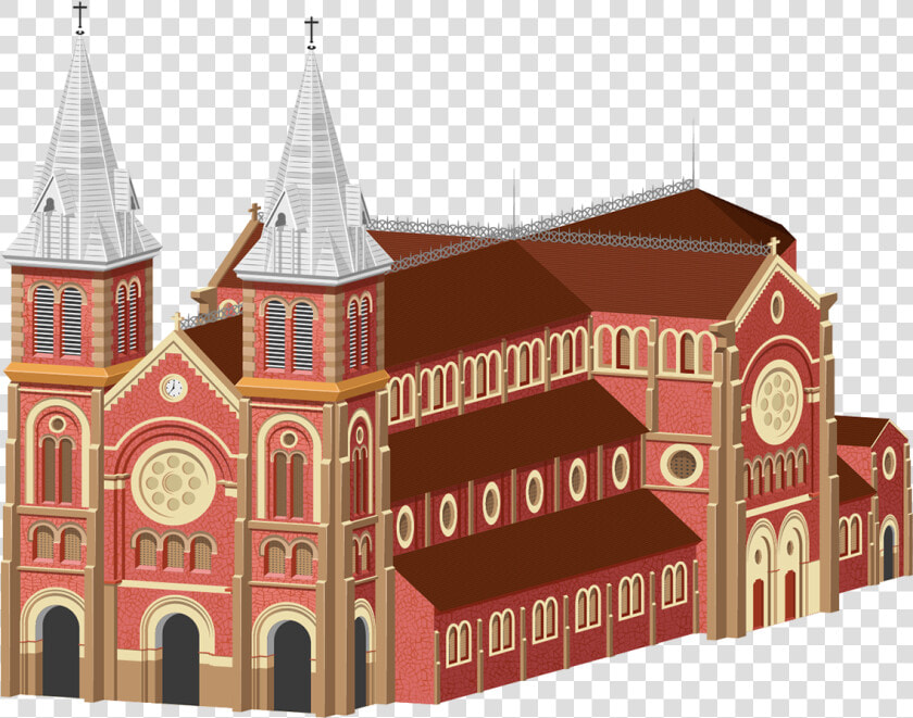 Notre Dame Cathedral Saigon Vector  HD Png DownloadTransparent PNG