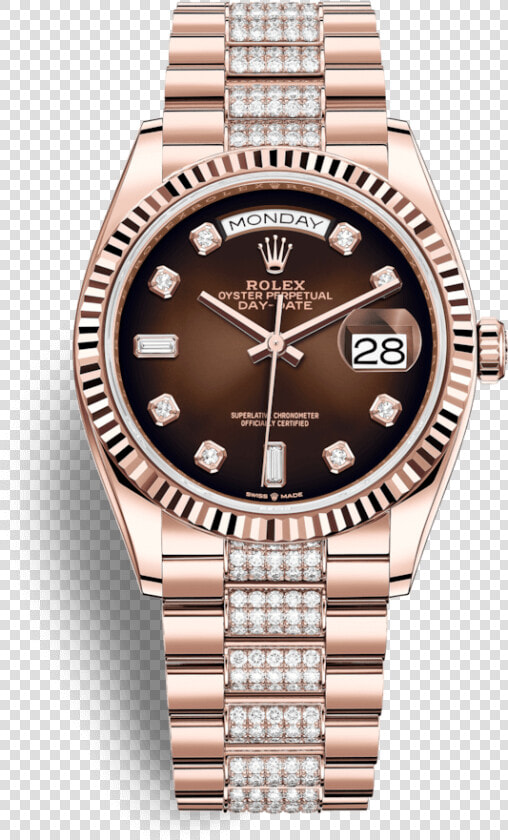 Rolex Day date 36mm Brown Diamond Dial Bracelet 18k   Rolex Day Date 36 Rose Gold  HD Png DownloadTransparent PNG