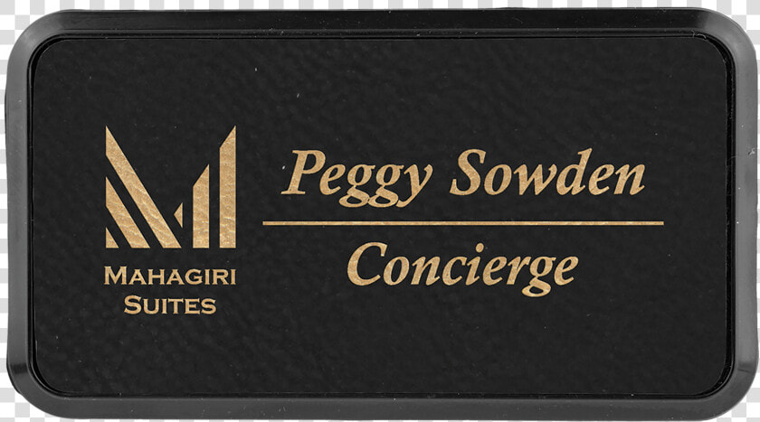 Black  amp  Gold Leatherette Round Corner Name Badge With   Wallet  HD Png DownloadTransparent PNG