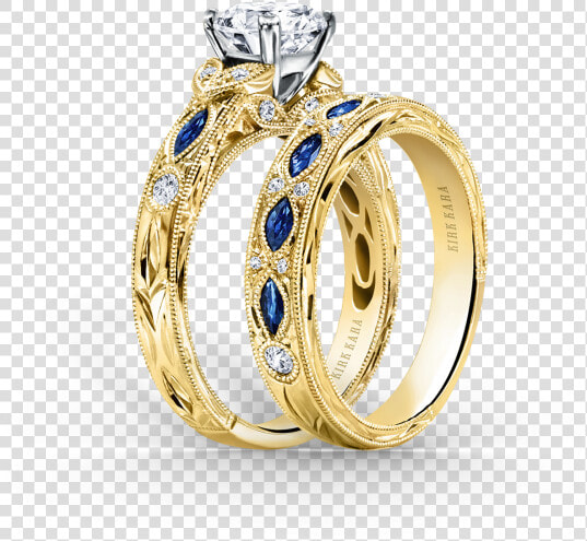 Dahlia 18k Yellow Gold Engagement Ring Cottage Hill   Blue Diamond And Rose Gold Wedding Rings  HD Png DownloadTransparent PNG