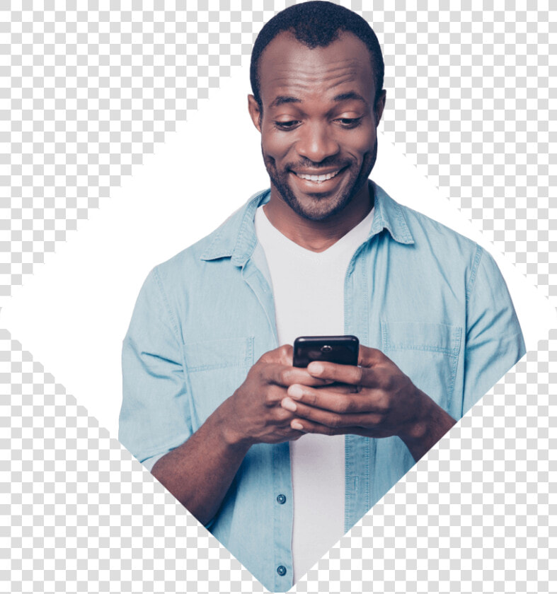 Man Looking At His Smartphone And Smiling   Man Looking Phone Png  Transparent PngTransparent PNG