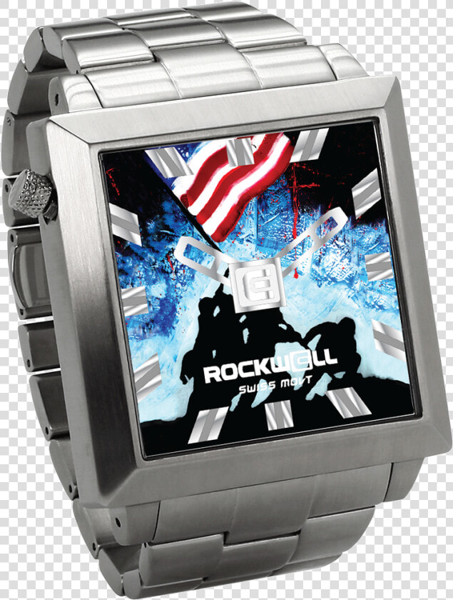 Joe Everson Signature Iwo Jima 50mm2 Silver   Square American Flag Watch  HD Png DownloadTransparent PNG