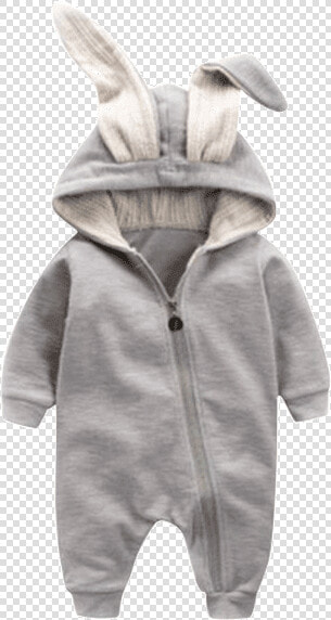 Petite Bello Romper Gray   3m Bunny Ear Hooded Romper   Bunny Clothes For Babies  HD Png DownloadTransparent PNG