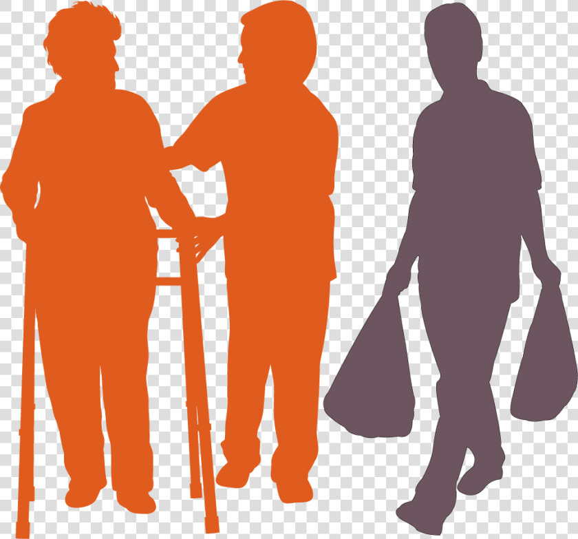 Old Person Carer Silhouette  HD Png DownloadTransparent PNG