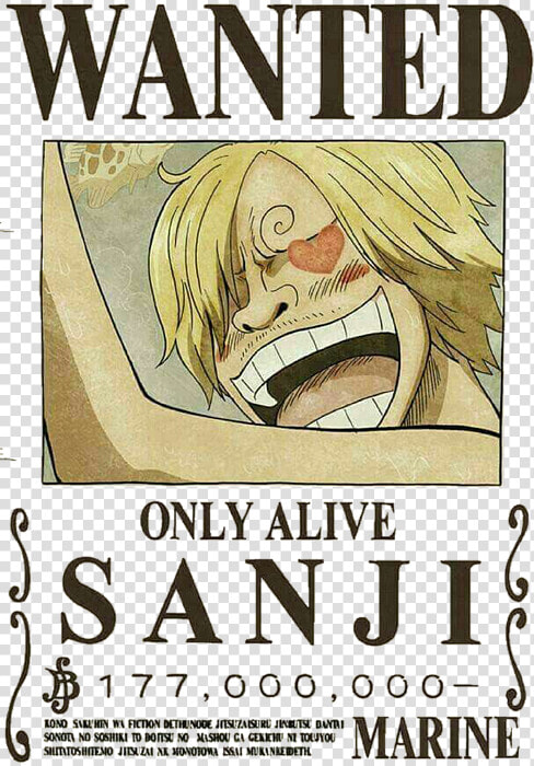 Vinsmoke Sanji Wanted Poster  HD Png DownloadTransparent PNG