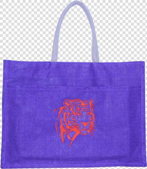 Clemson Purple Jute Tiger Face Tote Bag   Tote Bag  HD Png DownloadTransparent PNG