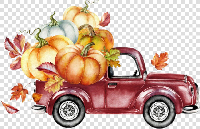  watercolor  truck  pumpkins  leaves  autumn  fall   It  39 s Fall Y All  HD Png DownloadTransparent PNG