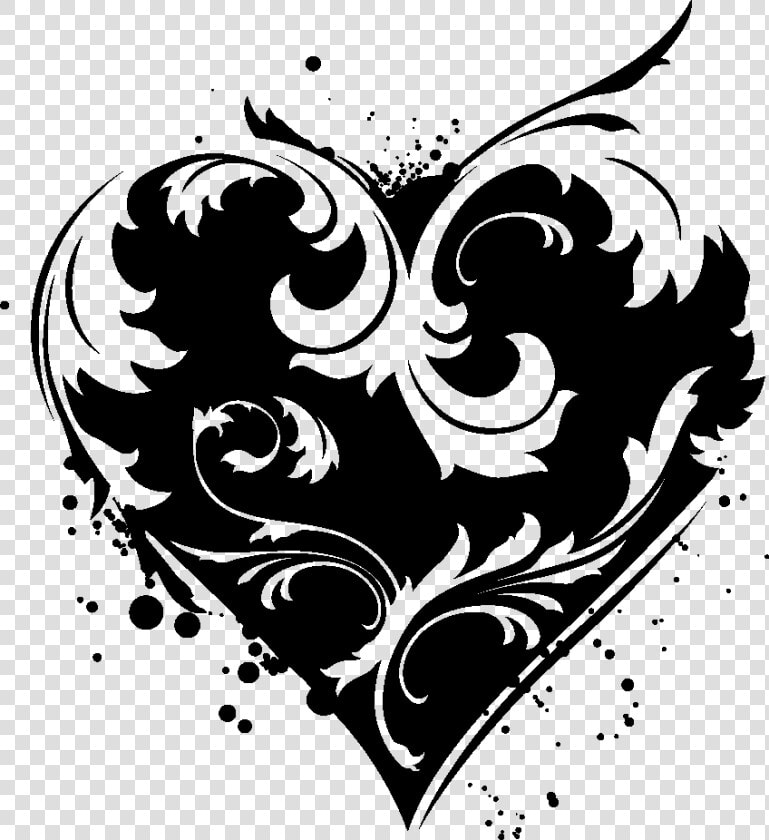 Flower Tattoo Clipart Clipart Transparent Stock Heart   Black Heart  HD Png DownloadTransparent PNG