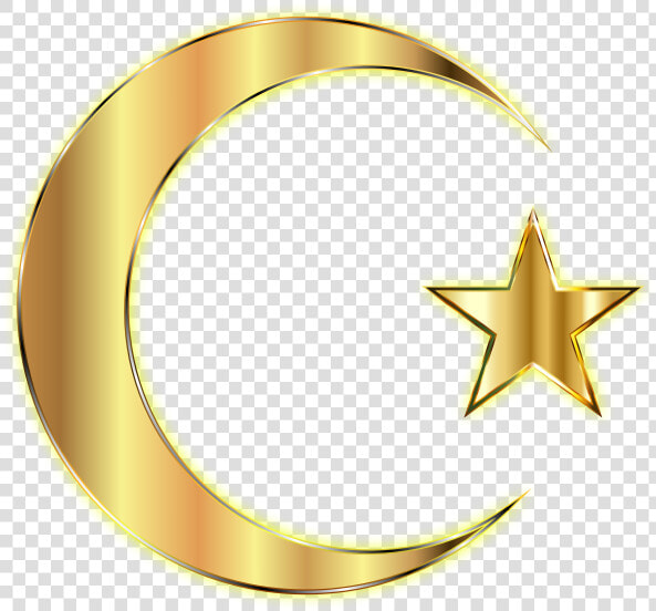 Golden Crescent Moon And Star Enhanced Without Background   Transparent Background Golden Star  HD Png DownloadTransparent PNG