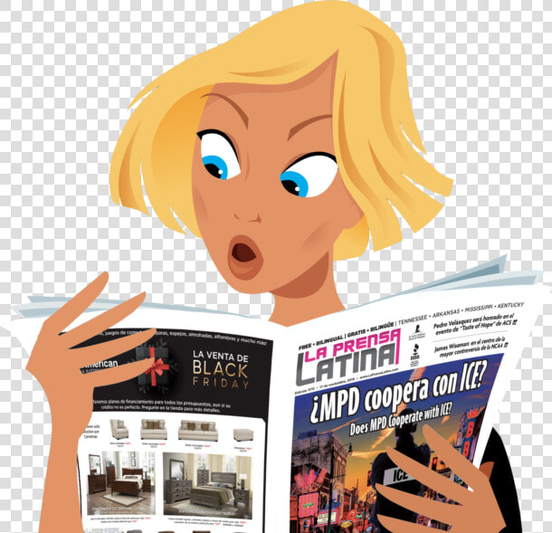 Girl Reading Newspaper Clipart  HD Png DownloadTransparent PNG